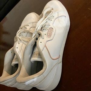 White and light pink Adidas